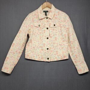 Ralph Lauren Jeans Company Jacket Women Medium Floral Denim Spring Cottage Boho